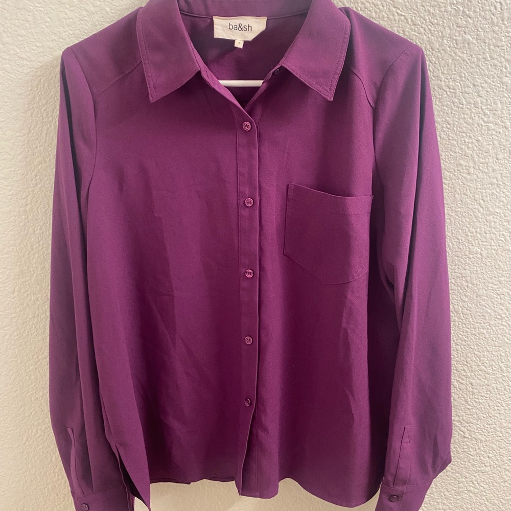 ba&sh Vibrant Purple Collared Shirt - Picture 2 of 3